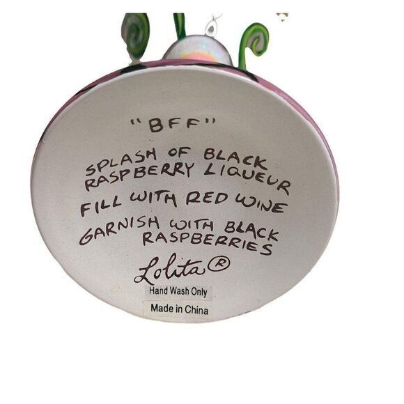 Lolita Dining Drinkware, Hand Painted "Best Friends Forever" Stemmed Wine Glass - Picture 2 of 11